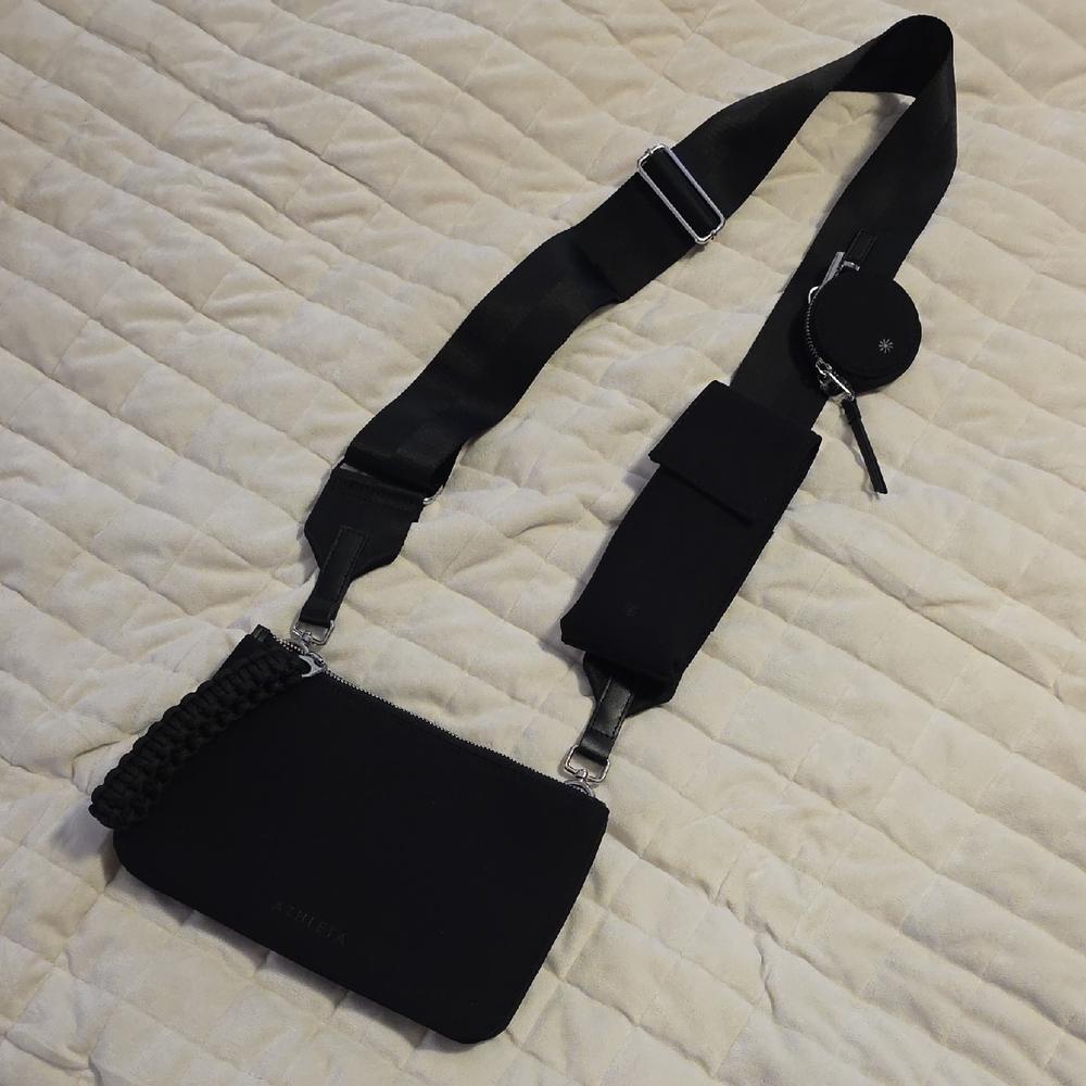 Athleta Black Crossbody Bag with Adjustable Strap